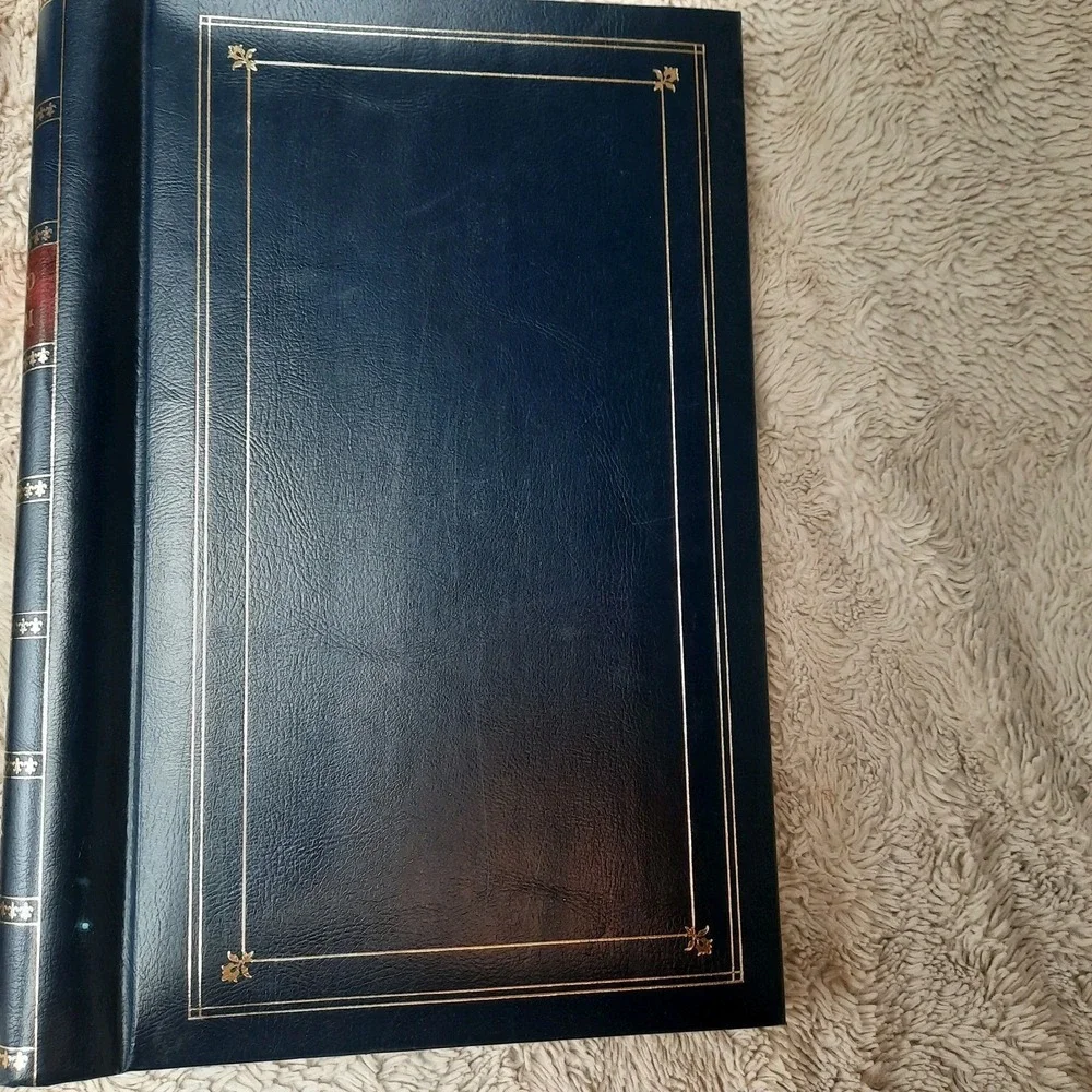 2 Pioneer Photos Memo Scrapbook Navy Blue Red Bound Album Leather 4